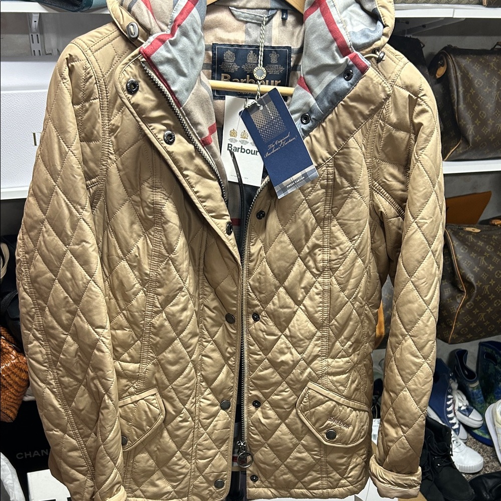Barbour Tan Quilted Puffer Jacket